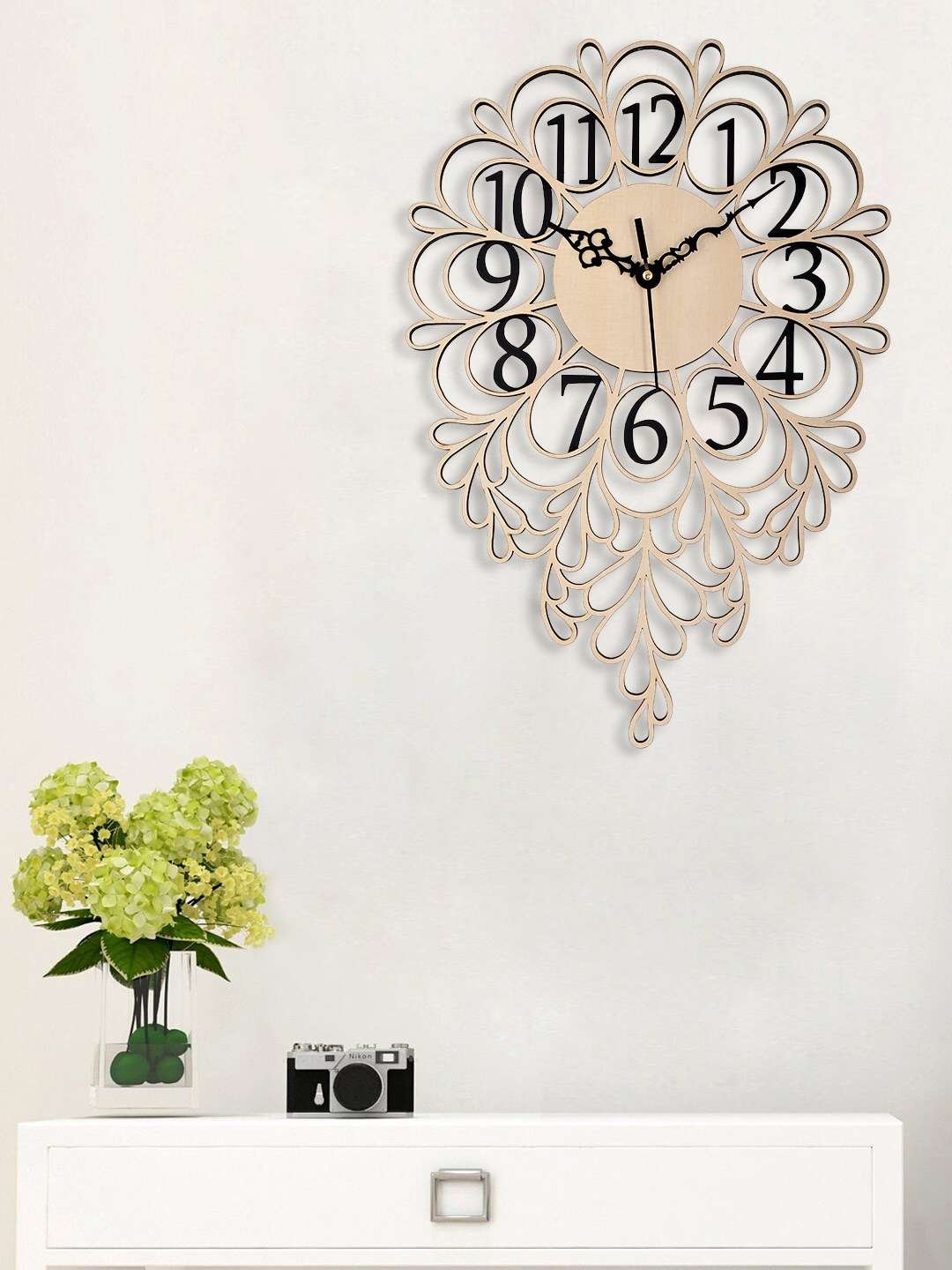Wooden Silent Non-Ticking Wall Clock for Home Stylish Latest Designer Wall Clock for Home Living Room Bedroom Office Hall