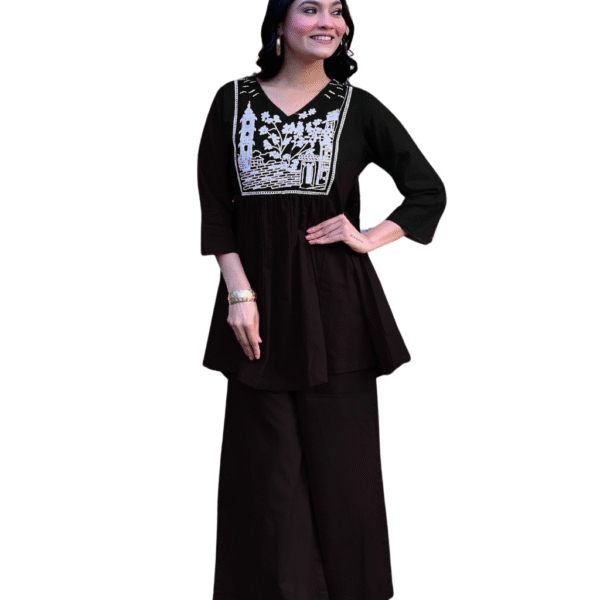 Graceful Women's Embroidered Cotton Kurta with Pants ? Size (XL)